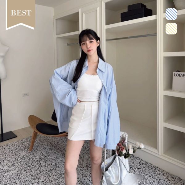 【現貨】夏日特調 Oversized條紋襯衫 (2colors) #A00021 韓系女裝,台中女裝,中部女裝,質感女裝,平價女裝,韓系休閒穿搭,韓系休閒女裝,日常穿搭,日常穿搭推薦,日常簡約穿搭,服飾購買指南,服飾穿搭指南,女裝網購推薦,女裝網購,台中女裝門市