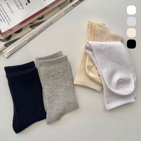 【現貨】Daily Look 百搭純色中筒襪 男女皆適 (4colors) #J08 