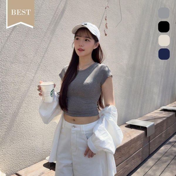 萬搭心機 好版型基礎百搭彈力短tee (4colors) #ZJ01 