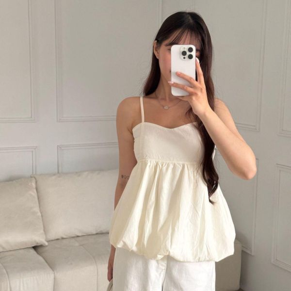夏日泡泡糖 甜美花苞可調節肩帶背心 (3colors) #ZM10 