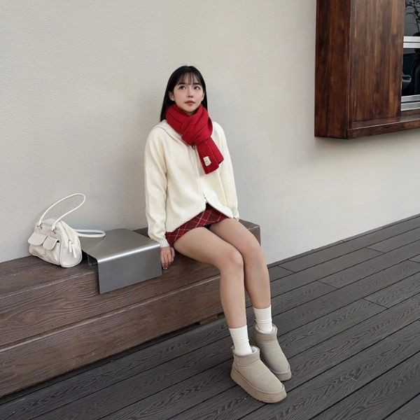 秋冬氛圍感拿捏住了 柔軟厚實針織小標圍巾 (2colors) #J06 