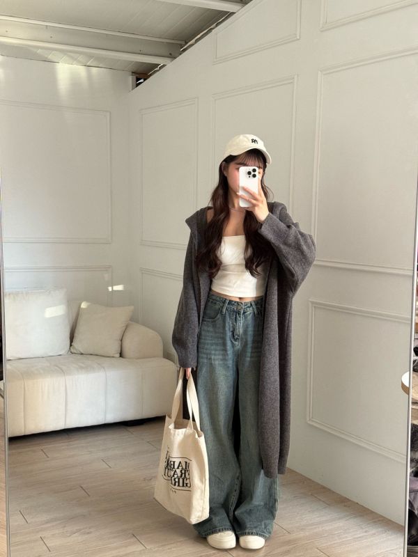 【現貨】午後布里歐 慵懶感百搭寬鬆連帽長版針織外套 (4colors) #ZH04 