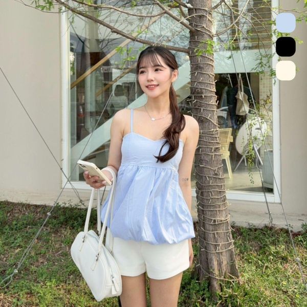 夏日泡泡糖 甜美花苞可調節肩帶背心 (3colors) #ZM10 