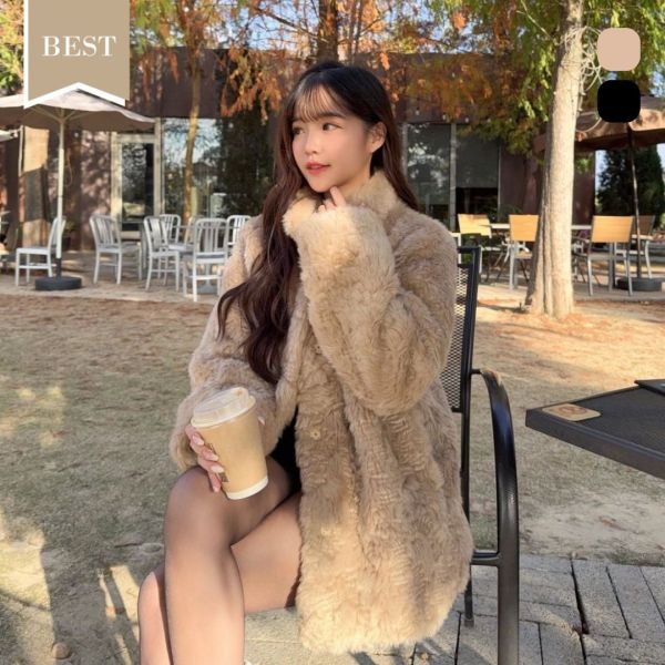 【現貨】年末王炸  重工高級感千金毛毛立領外套 (2colors) #ZG04 