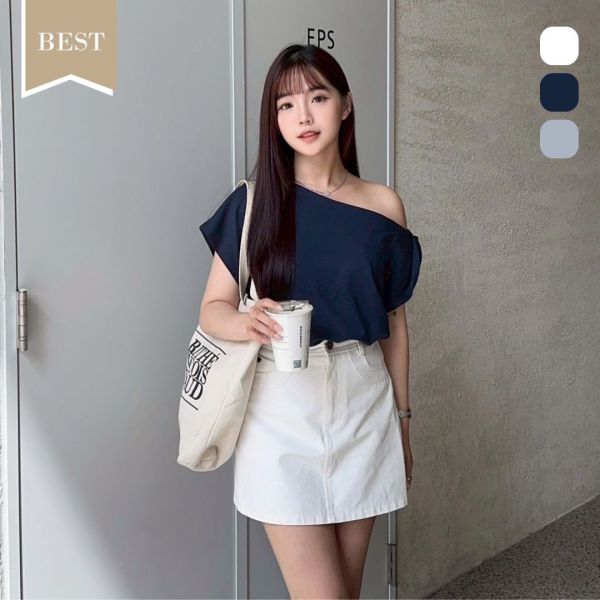 【現貨】半夏輕語 激推超顯瘦百搭扭結斜肩Tee (3colors) #X03 