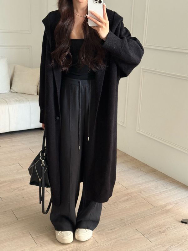 【現貨】午後布里歐 慵懶感百搭寬鬆連帽長版針織外套 (4colors) #ZH04 