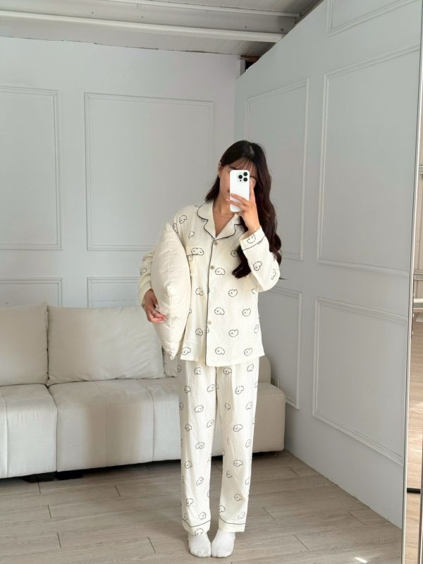 【現貨】棉花糖小狗 包色不心痛雲朵棉超舒適睡衣set (2colors) #ZC11 