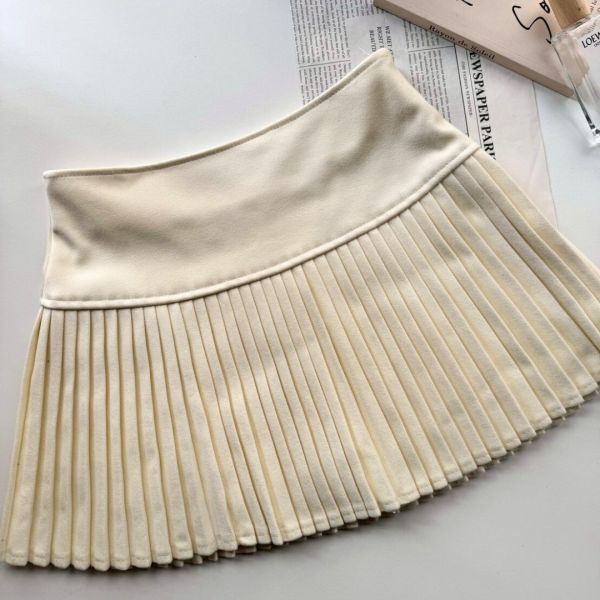 午後自修室 毛呢顯瘦A字百褶短裙 安全褲設計 (2colors) #ZF03 