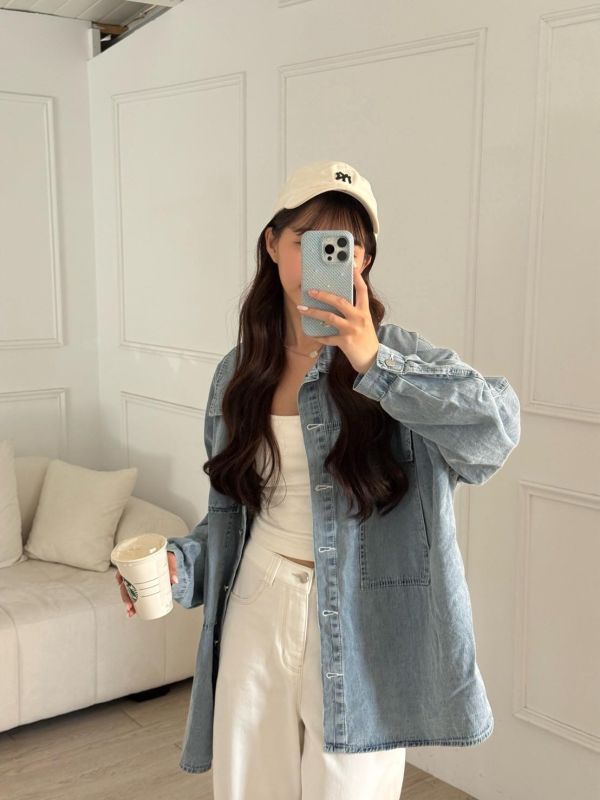 【現貨】日光舊影 春夏透氣柔軟oversize大口袋牛仔外套 (2colors) #1812 