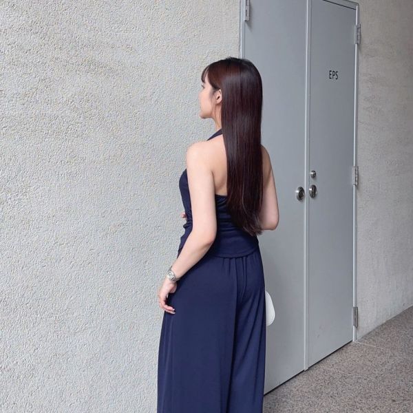 漫調格律 削肩掛脖舒適顯瘦莫戴爾套裝Set (2colors) #Y15 