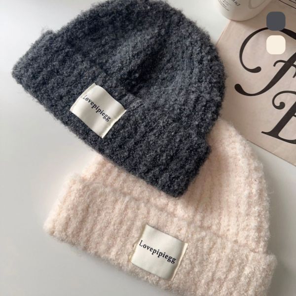 冬季小臉神器 加厚款標籤毛帽 (2colors) #J07 