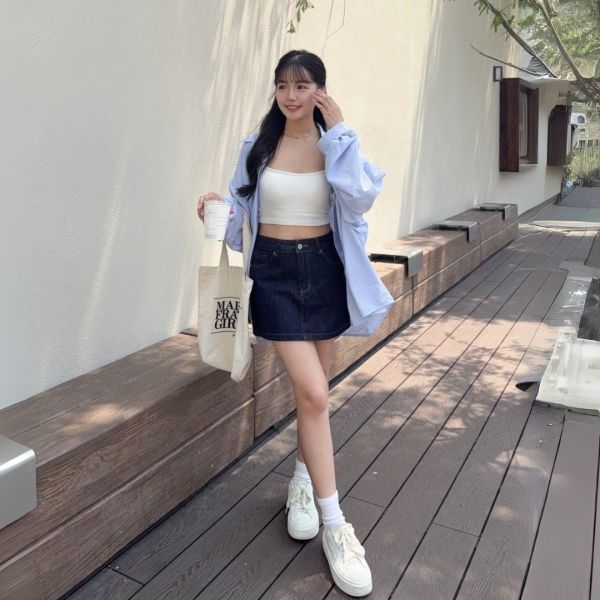 【現貨】丹寧日記 終於遇見好版型深藍刷色牛仔短裙 安全褲設計 (1colors) #Z12 