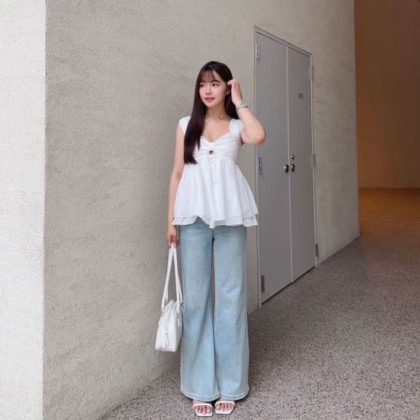 鮮奶油蛋糕 純慾桃心領遮副乳背心 (1colors) #Y05 