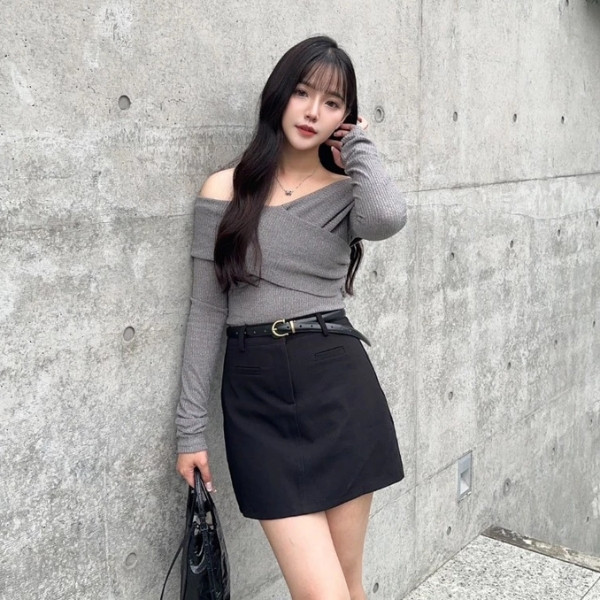 【現貨】韓國女高 好比例百搭西裝短裙 附皮帶 附安全褲 (2colors) #D01 