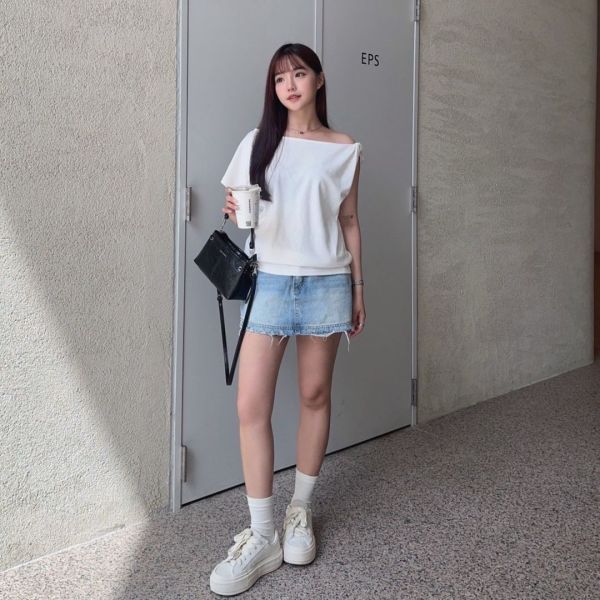 【現貨】半夏輕語 激推超顯瘦百搭扭結斜肩Tee (3colors) #X03 