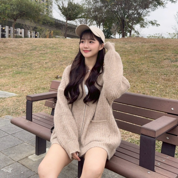 【現貨】新色登場.ᐟ.ᐟ誰能不愛這件厚磅雙口袋翻領拉鍊毛衣外套 (2colors) #H04 