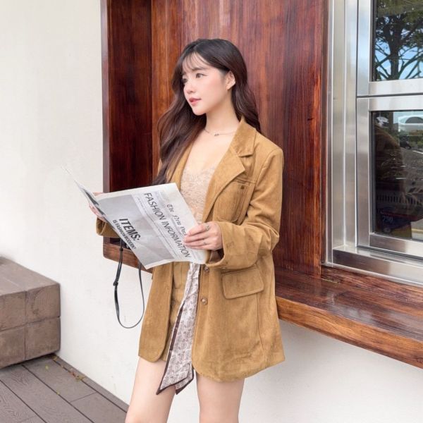 巴黎棕調 都會法式高級感麂皮set (1colors) #ZD06 