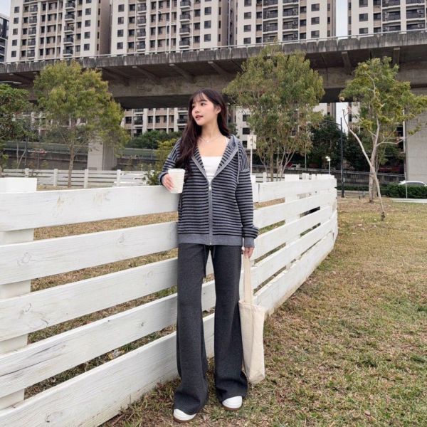 【現貨】條紋控必收 日常百搭條紋針織連帽外套 (3colors) #ZI01 