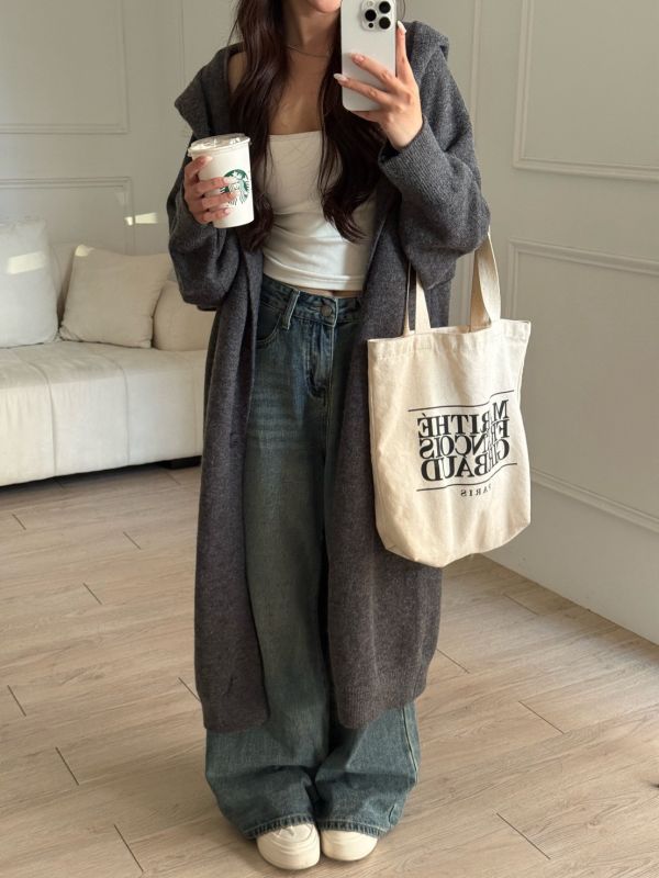 【現貨】午後布里歐 慵懶感百搭寬鬆連帽長版針織外套 (4colors) #ZH04 