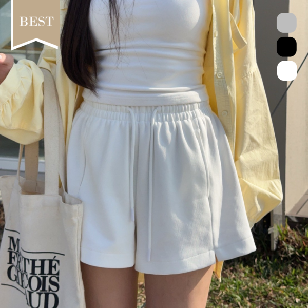 【現貨】鬆弛holiday 日常百搭顯瘦A字抽繩棉短褲 (3colors) #2611B 