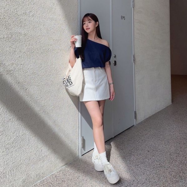 【現貨】半夏輕語 激推超顯瘦百搭扭結斜肩Tee (3colors) #X03 