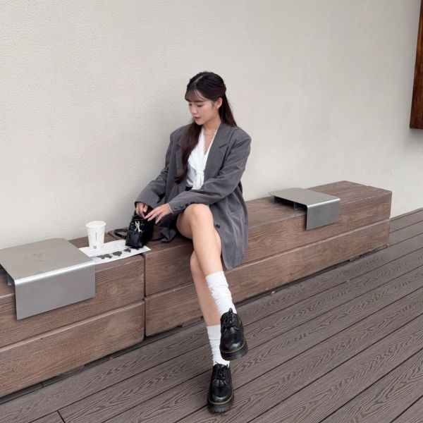 灰階紳雅 寬版oversize翻領墊肩西裝外套 (1colors) #ZD10 