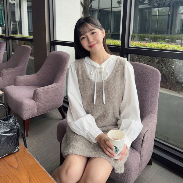 怦然心動 甜美柔軟圈圈羊毛背心洋 (2colors) #O05 