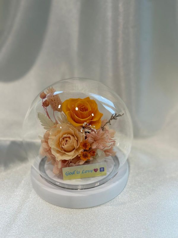 水晶球God Is Love 客制化水晶球, 日本AUBE永生花, 永生花玻璃盅, God is love, 基督教禮品