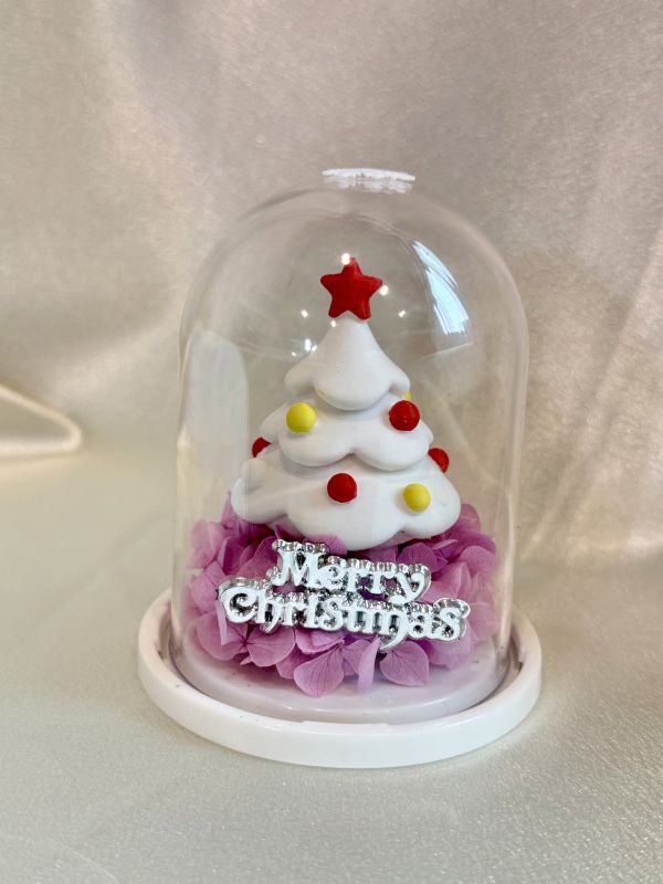 冬雪星語 小聖誕樹, 玻璃盅, 聖誕禮物, 交換禮物, 永生不凋花, 保鮮花, 花藝設計