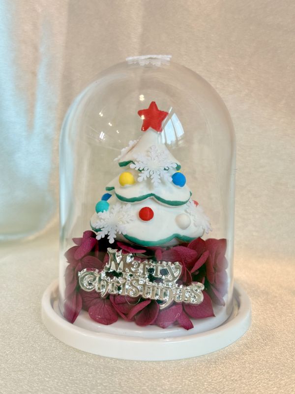 冬雪星語 小聖誕樹, 玻璃盅, 聖誕禮物, 交換禮物, 永生不凋花, 保鮮花, 花藝設計