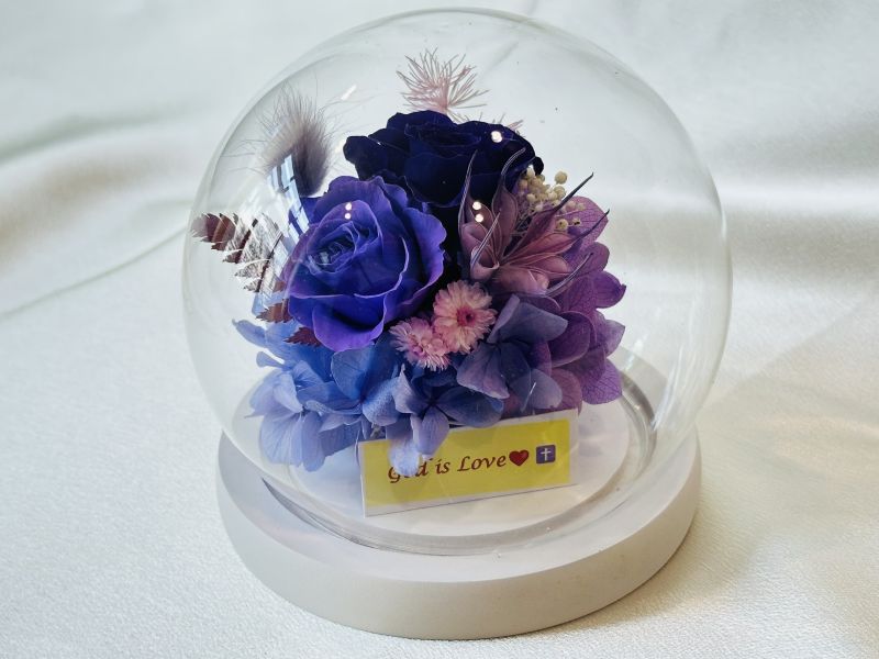 水晶球God Is Love 客制化水晶球, 日本AUBE永生花, 永生花玻璃盅, God is love, 基督教禮品