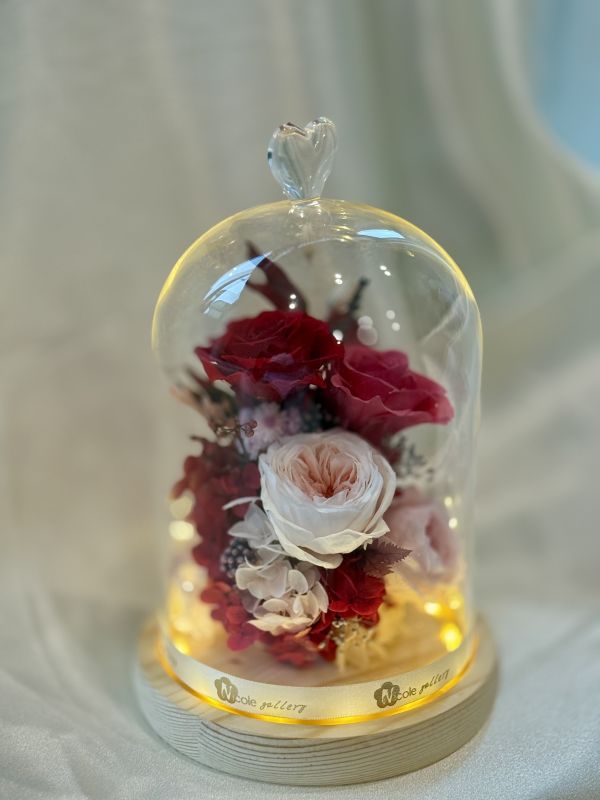 心語綻放 心語綻放, 永生花, 永生不凋花, 保鮮花, 永生花玻璃盅, 日本庭園玫瑰