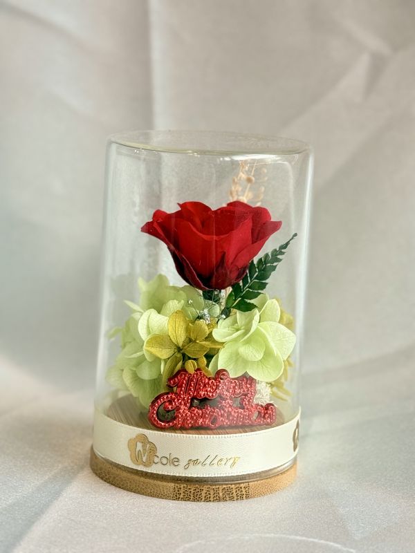 玫瑰的聖誕奇蹟 玫瑰的聖誕奇蹟, 永生不凋花, 花藝設計, 聖誕禮物, 交換禮物, 玻璃盅