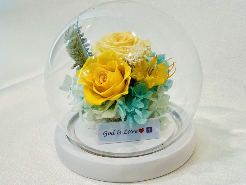 水晶球God Is Love 客制化水晶球, 日本AUBE永生花, 永生花玻璃盅, God is love, 基督教禮品