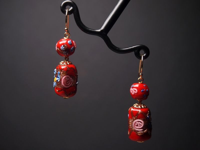 義大利 Italy Murano 手工琉璃珠鉤式耳環 