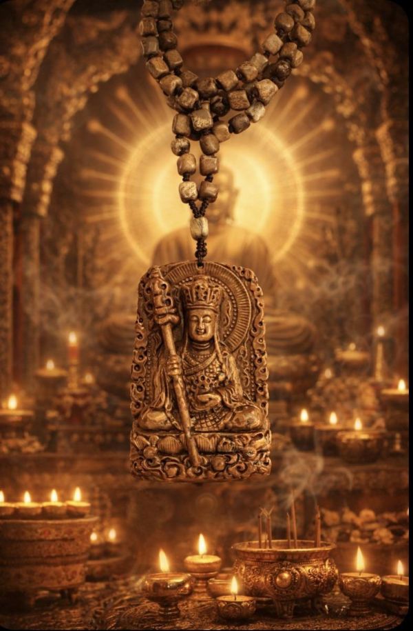 【泰國龍宮舍利】地藏王菩薩佛牌  雙面精雕 (附台大國際寶石鑑定所證書) 泰國龍宮舍利