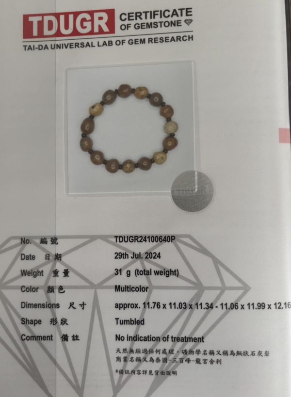 【泰國龍宮舍利】金剛跳出舍利手鏈 (附台大國際寶石鑑定所證書) 龍宮舍利金剛跳出舍利