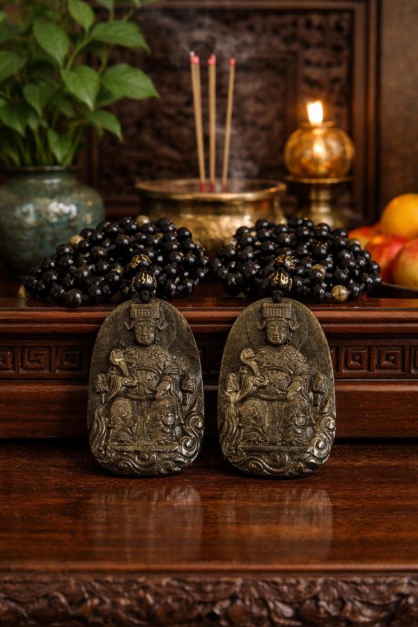 黑曜石媽祖佛牌（隨機出貨） 黑曜石