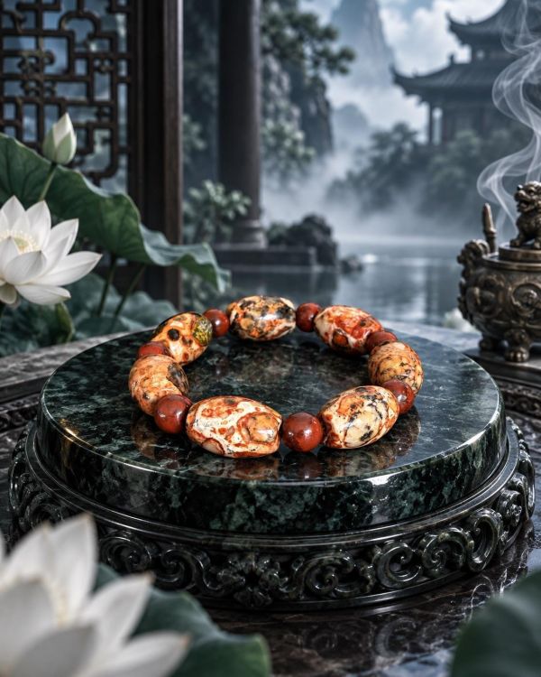 【泰國龍宮舍利】瓷化財寶桶珠手鍊 龍宮舍利