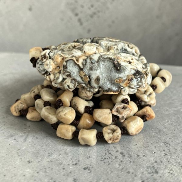 【泰國龍宮舍利】瓷化金剛靈骨舍利摳珠項鏈  (附台大國際寶石鑑定所證書) 龍宮舍利