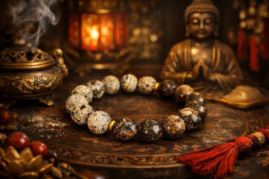 【泰國龍宮舍利】太極黑白靈骨手鏈 靈骨舍利