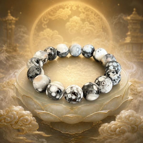 【泰國龍宮舍利】瓷化黑白金剛核心佛眼舍利手鏈 龍宮舍利