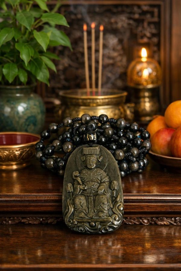 黑曜石媽祖佛牌（隨機出貨） 黑曜石