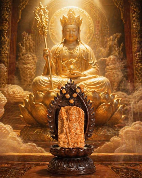 母親節限定【泰國龍宮舍利】地藏王菩薩佛牌 (含蓮花底座) 地藏王