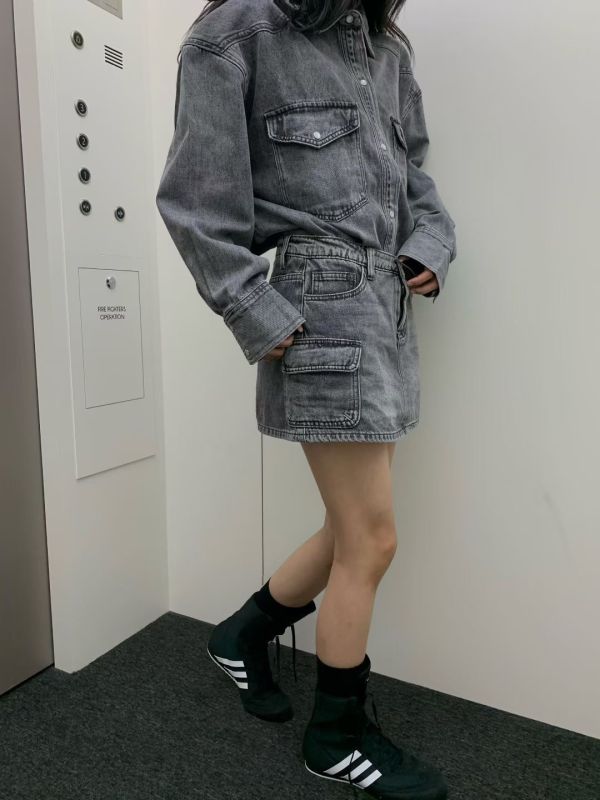 <本月主打>時髦千金牛仔套裝(襯衫+褲裙) 