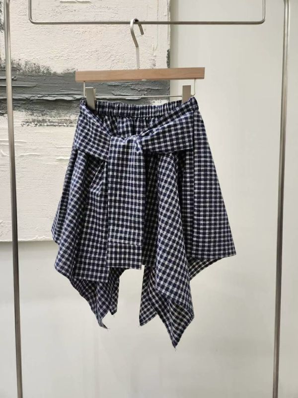 <本月主打>It girl格紋綁帶不規則褲裙 