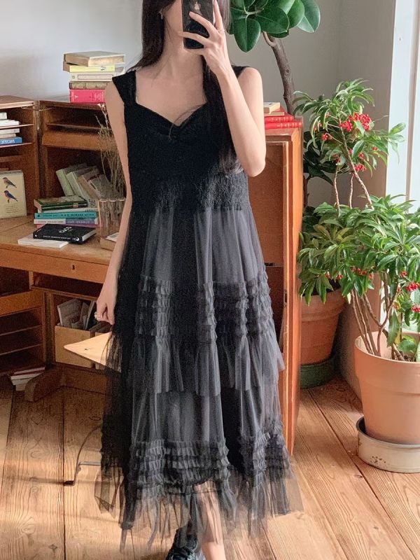 <推薦必買>浪漫小步舞曲針織拼接紗裙 