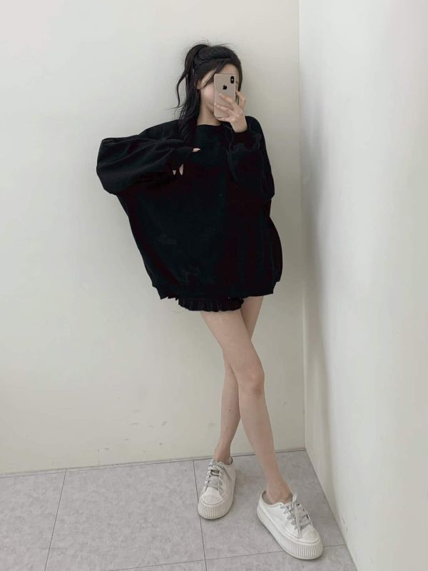 微甜系女孩荷葉短褲棉質套裝 