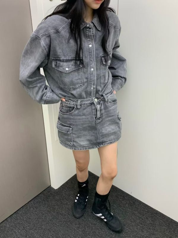 <本月主打>時髦千金牛仔套裝(襯衫+褲裙) 