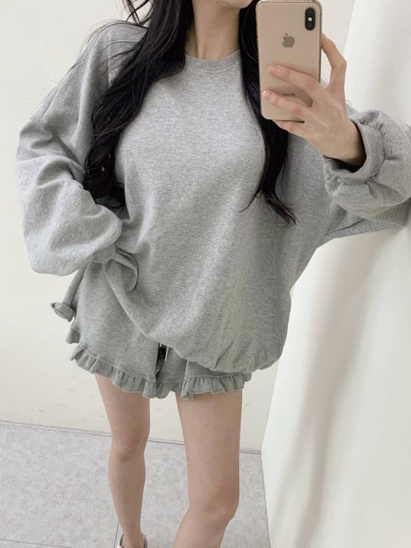微甜系女孩荷葉短褲棉質套裝 